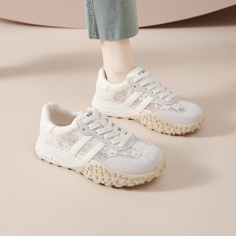 星期六复古德训鞋女士2025夏季休闲女鞋跑步运动鞋网面爆款阿甘鞋