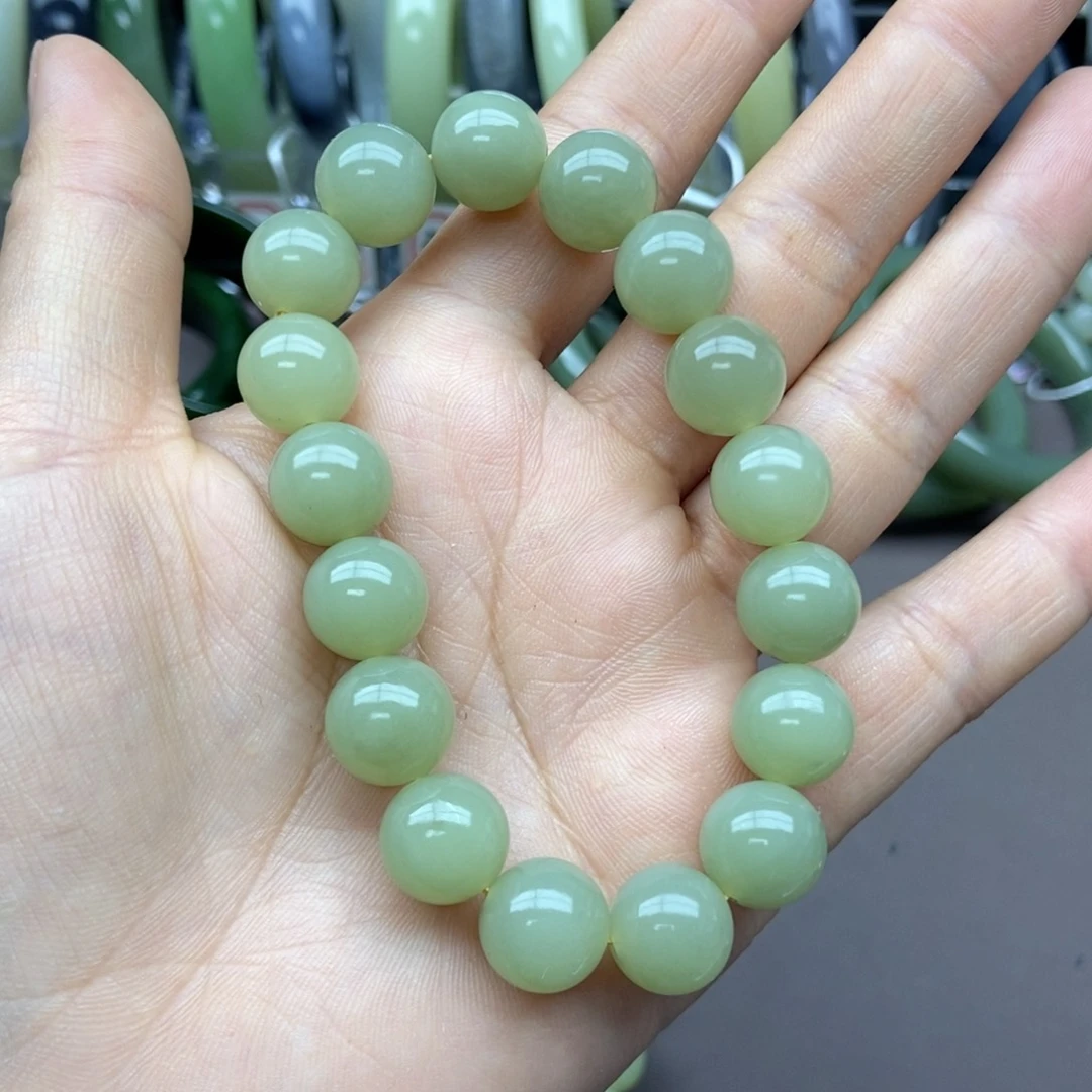 和田玉手链未镶嵌秋*卡12