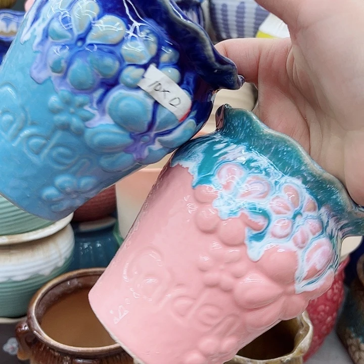 多肉绿植陶瓷花盆9.9包邮，有孔