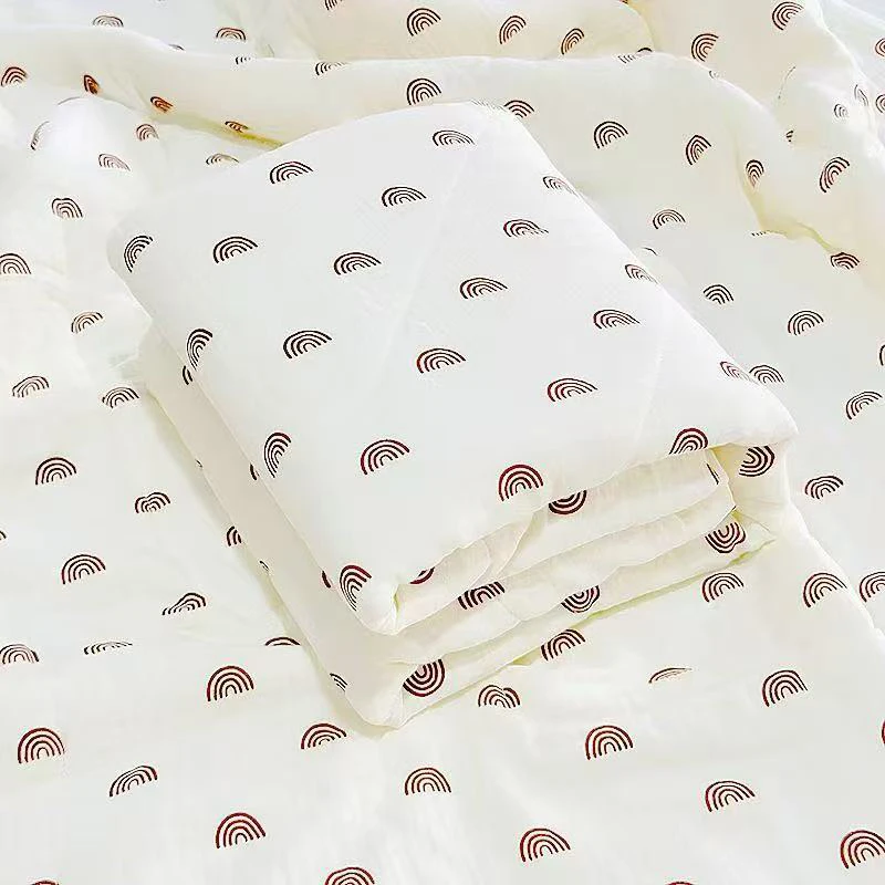 110*110纯棉大豆纤维绉布被透气超柔薄棉抱毯