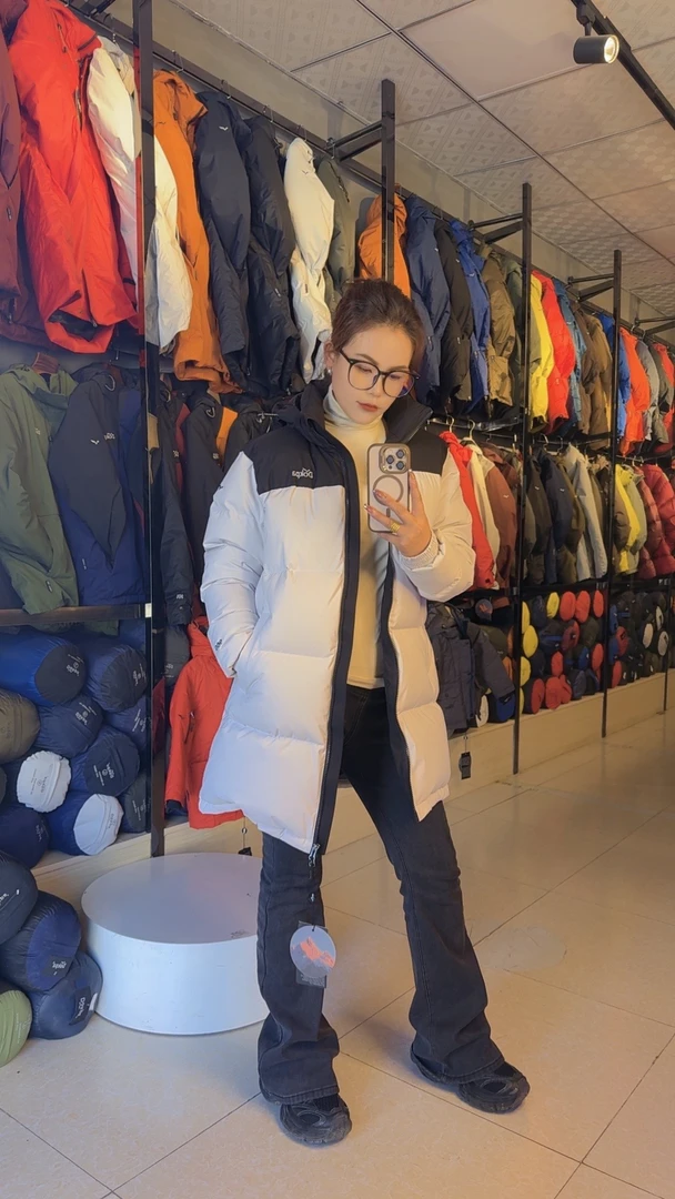 订做款中长保暖羽绒服男女同款