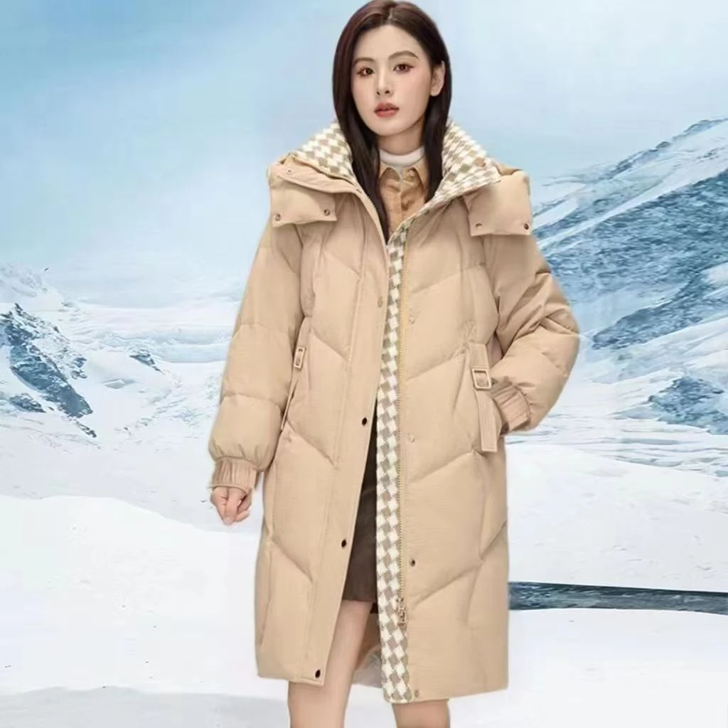 黑金棉服女冬季2024新款中长款棉衣可拆卸帽加厚保暖显瘦棉衣外套