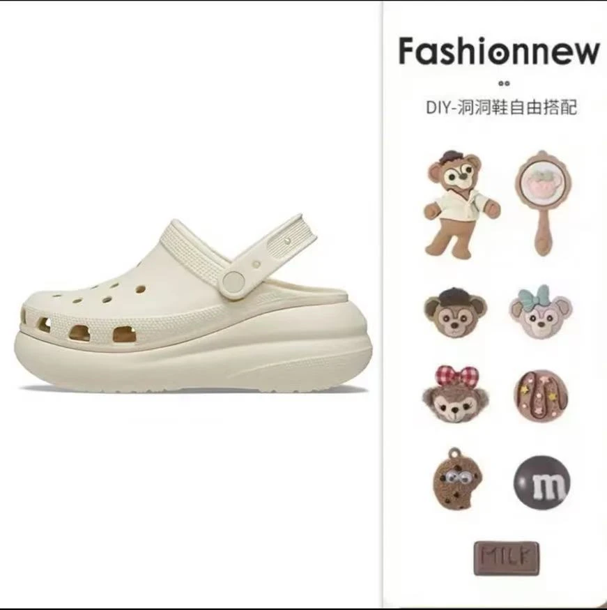 【白敬亭同款】泡芙洞洞鞋女夏厚底增高户外防滑沙滩软底包头凉拖鞋