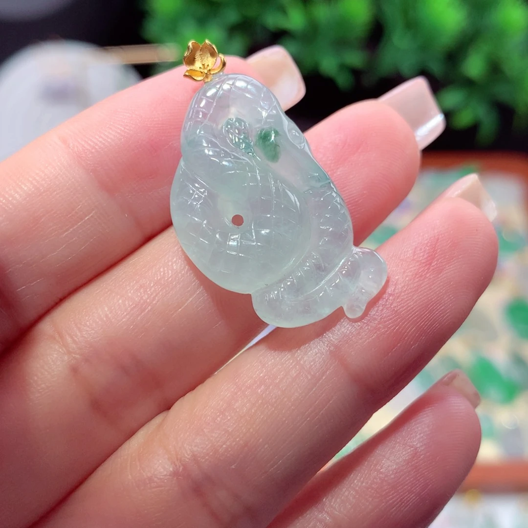 翡翠18K金镶嵌吊坠(不含链)