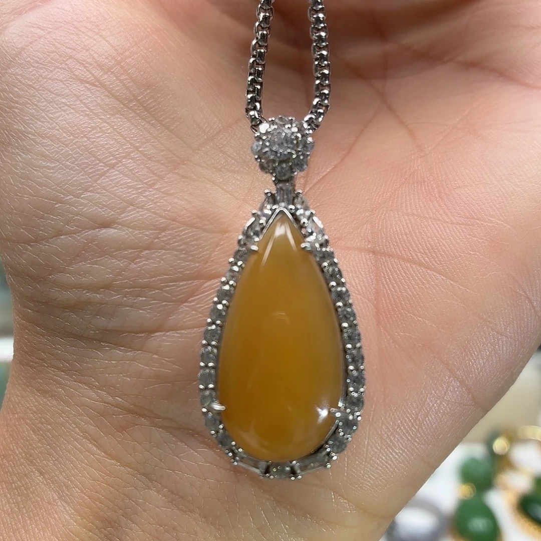 和田玉银S925镶嵌颈饰