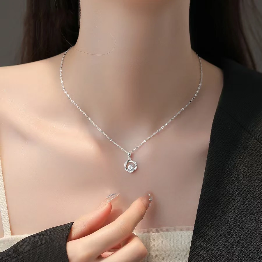 坠链均足银 999银莫比之心项链女轻奢锁骨链生日礼物情人节送女友