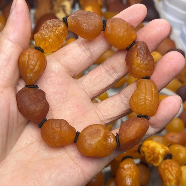 琥珀未镶嵌裸石天然蜜蜡手串