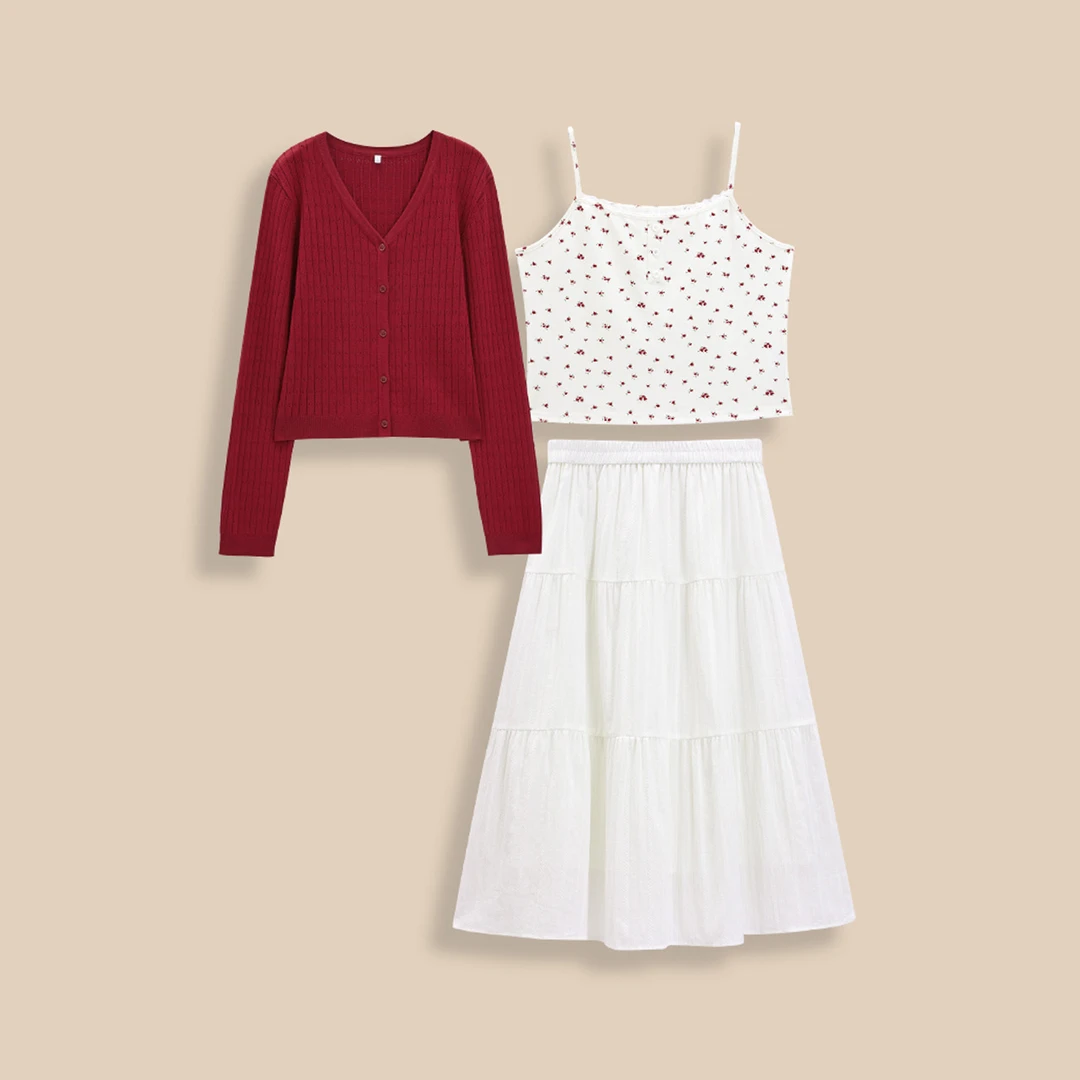 IEF/爱依服【微胖】大码女装2025早秋新款温柔小女人气质上下套裙