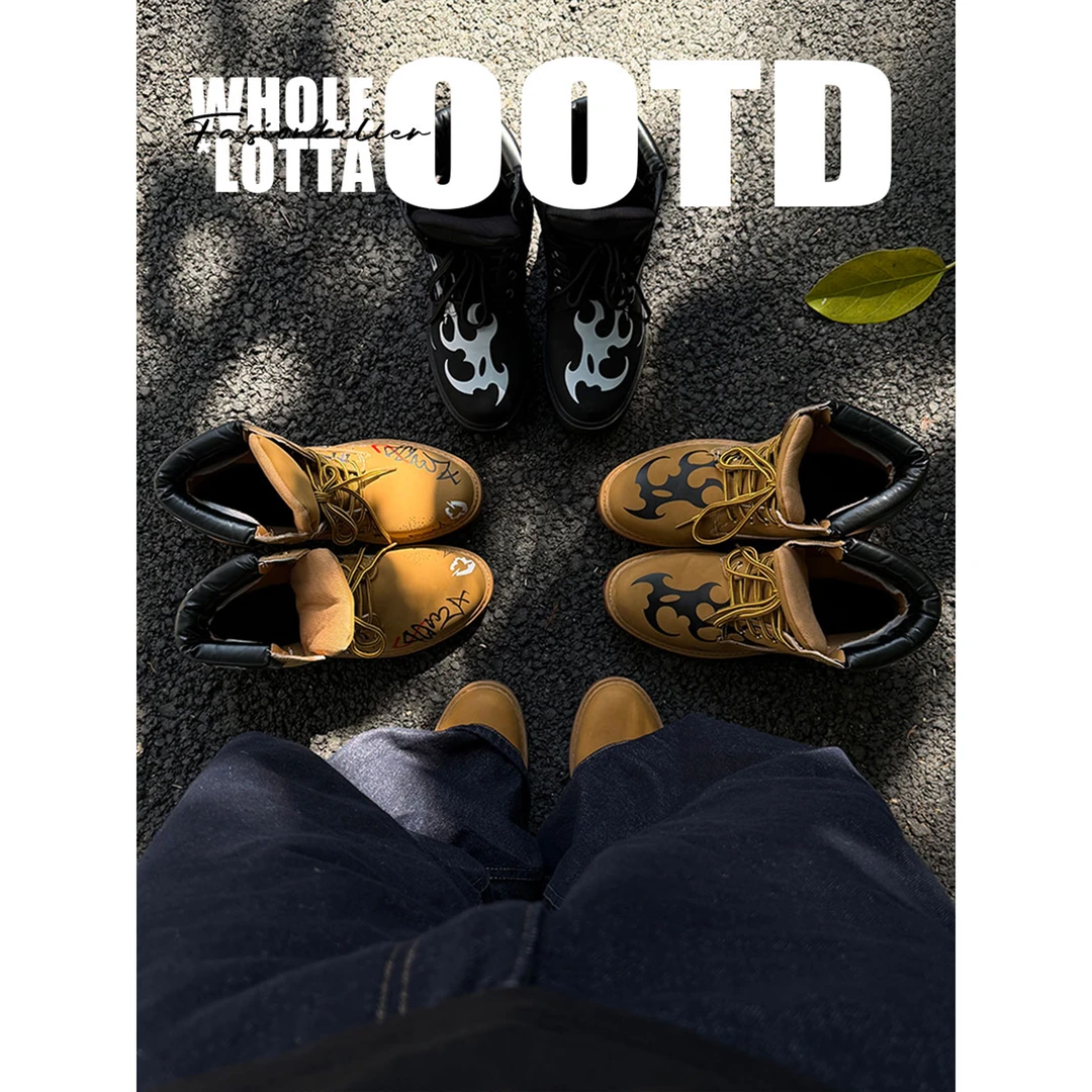 aoyo经典大黄靴男款秋季休闲中帮英伦马丁靴复古美式户外工装靴子