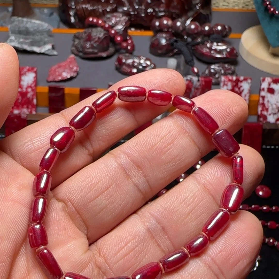 天然辰砂晶体手串