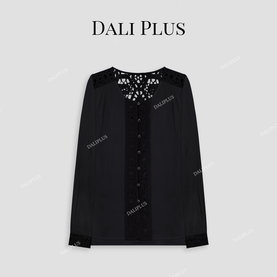DALI PLUS苎麻棉慵懒高级轻熟感勾花百搭休闲长袖衬衫-D5CH4132