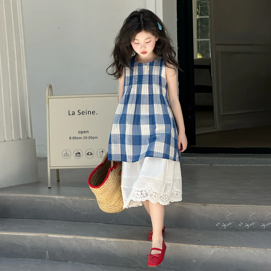 女童夏季裙子套装2025夏季新款女孩甜美背心裙子两件套装DY13283