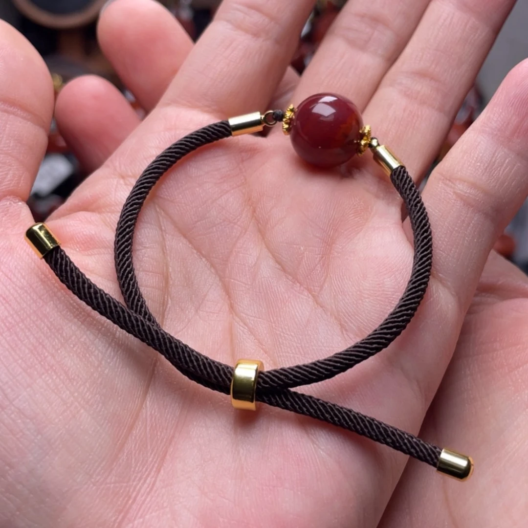 【闪购商品】银S925镶嵌圆珠手链13mm南红玛瑙