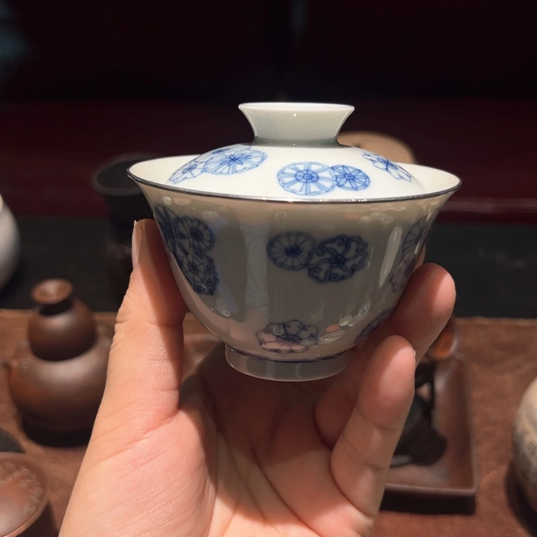手工 青花 手绘 皮球花