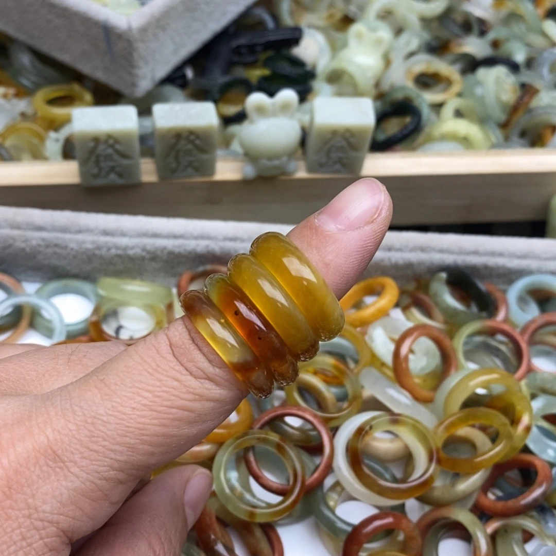 岫玉纯天然岫玉挂件戒指微瑕福利未镶嵌