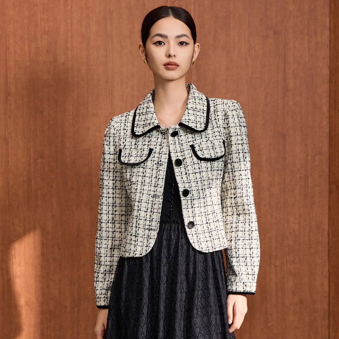 【福利专属】马天奴小香风短款女士拼色设计感外套VDA925JKX0