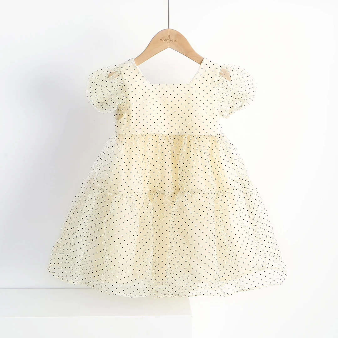 福利清仓女童洋气夏款公主裙2025韩版年泡泡袖方领波点连衣裙20