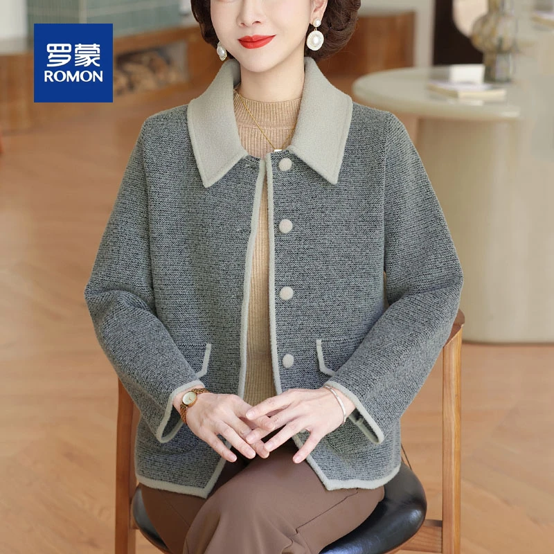 罗蒙小个子妈妈秋装小香风外套2025新款中老年人女春秋季夹克上衣