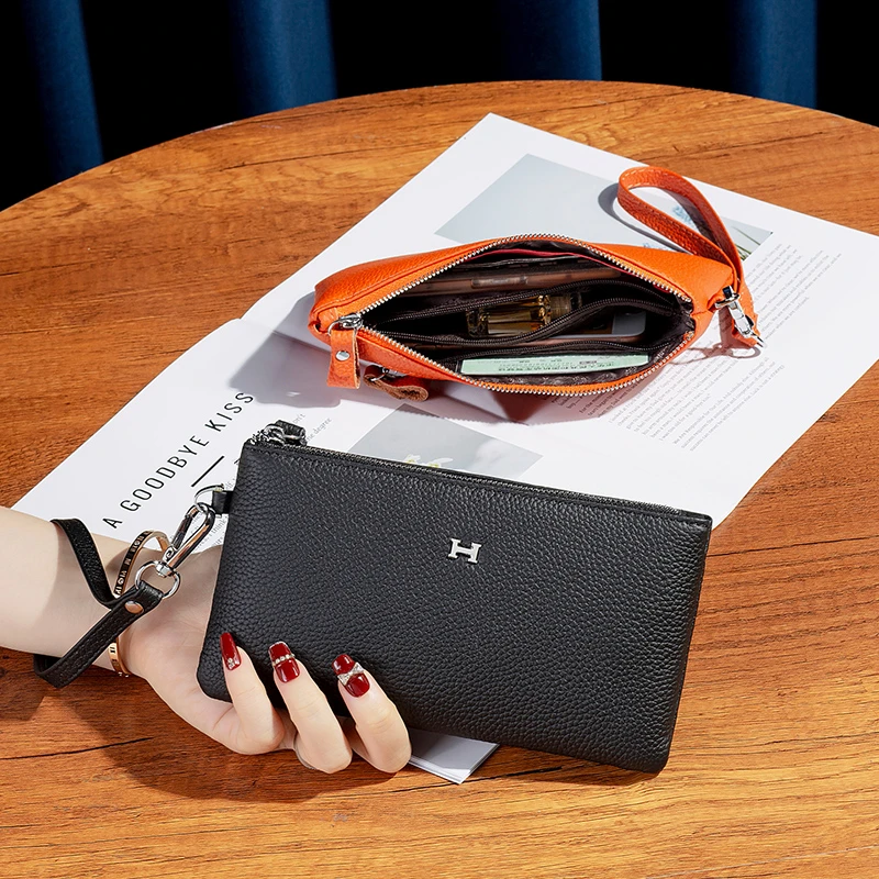 2025秋季新款真皮大容量手拎零钱包头层牛皮小巧便携小手包放手机