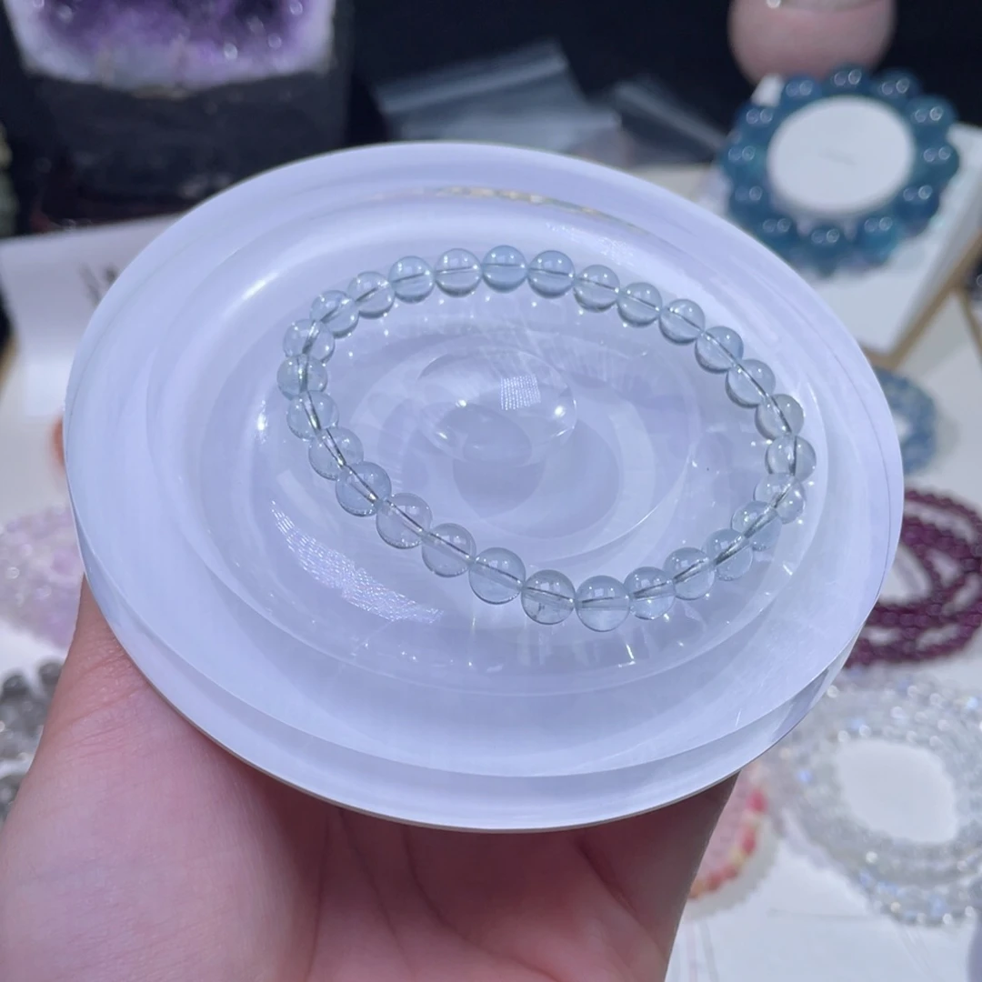 未镶嵌手链水晶高冰透冰川蓝海蓝宝6+