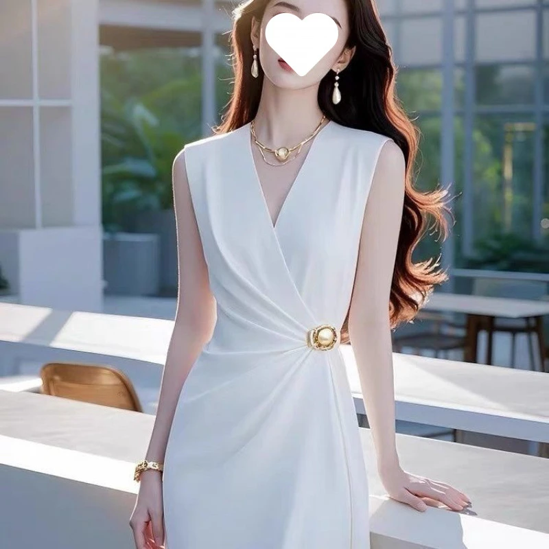 上流社会气质高端精致女神范高级感法式无袖连衣裙名媛洋气衣服女