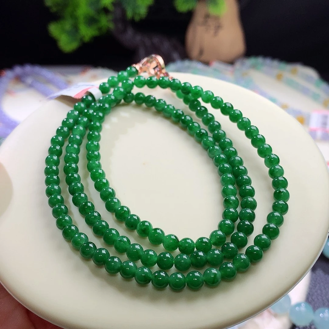 项链未镶嵌翡翠满绿浓绿 卡4.8mm