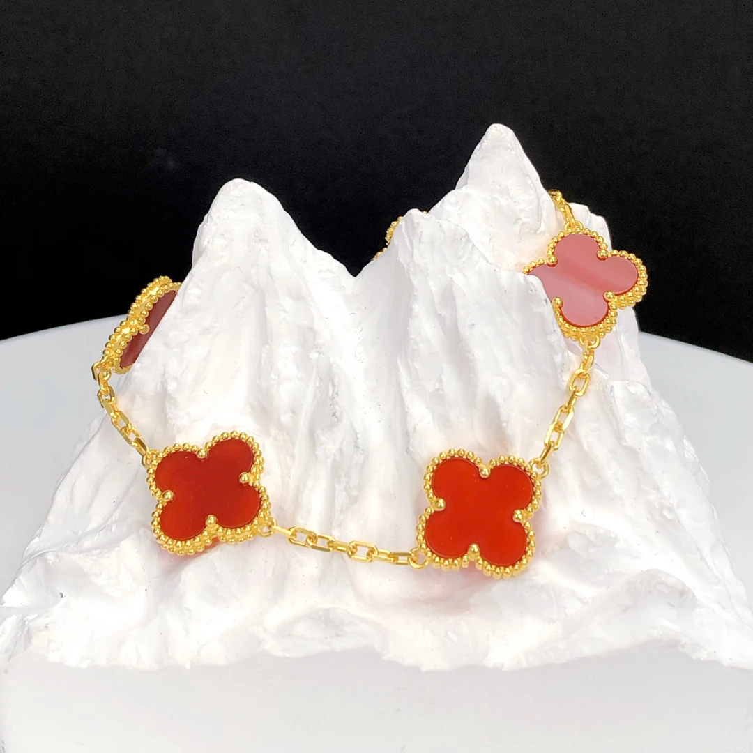 5-SL【秀秀专享】足金999 气质镶嵌四叶草手链KKK