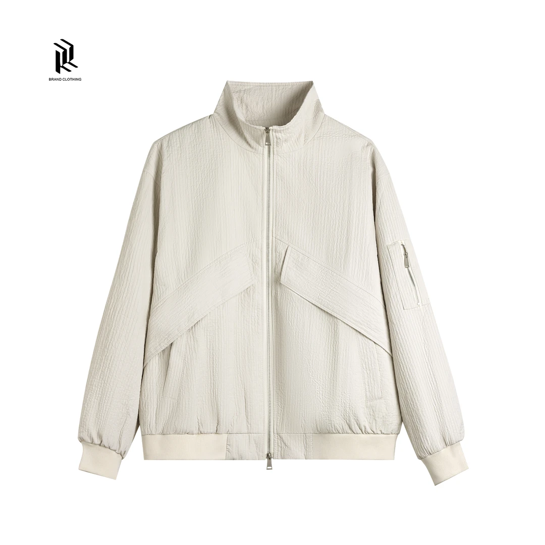 【RHETT KELLEY】春季新款立领褶皱肌理感薄款休闲百搭夹克外套男