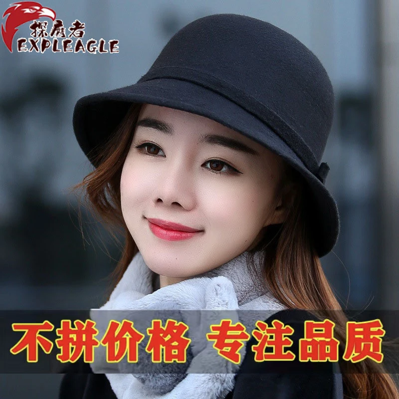女士秋冬季新款毛呢毡帽英伦复古风盆帽户外出行优雅礼帽