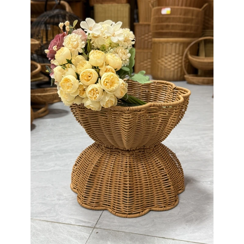 【DL35 】拍一发二 创意花形篮手工编织篮子客厅招待篮水果篮蔬菜篮