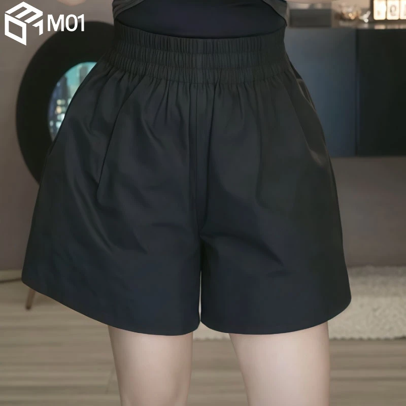 M01黑色休闲短裤女2025夏季新款高腰宽松显瘦百搭穿的薄款裤子女