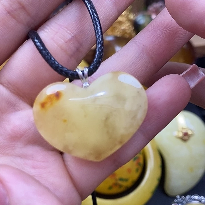 琥珀银S925镶嵌戒指吊坠