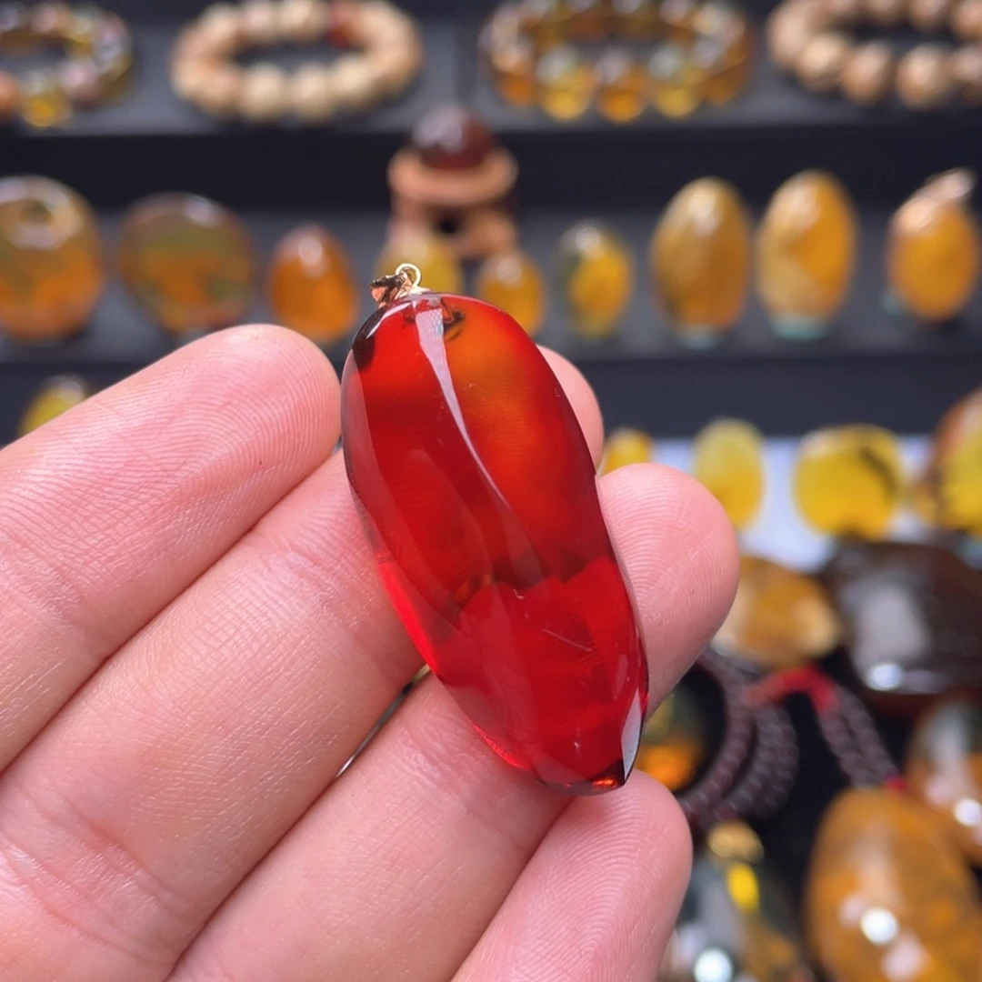 琥珀未镶嵌颈饰血珀锁骨