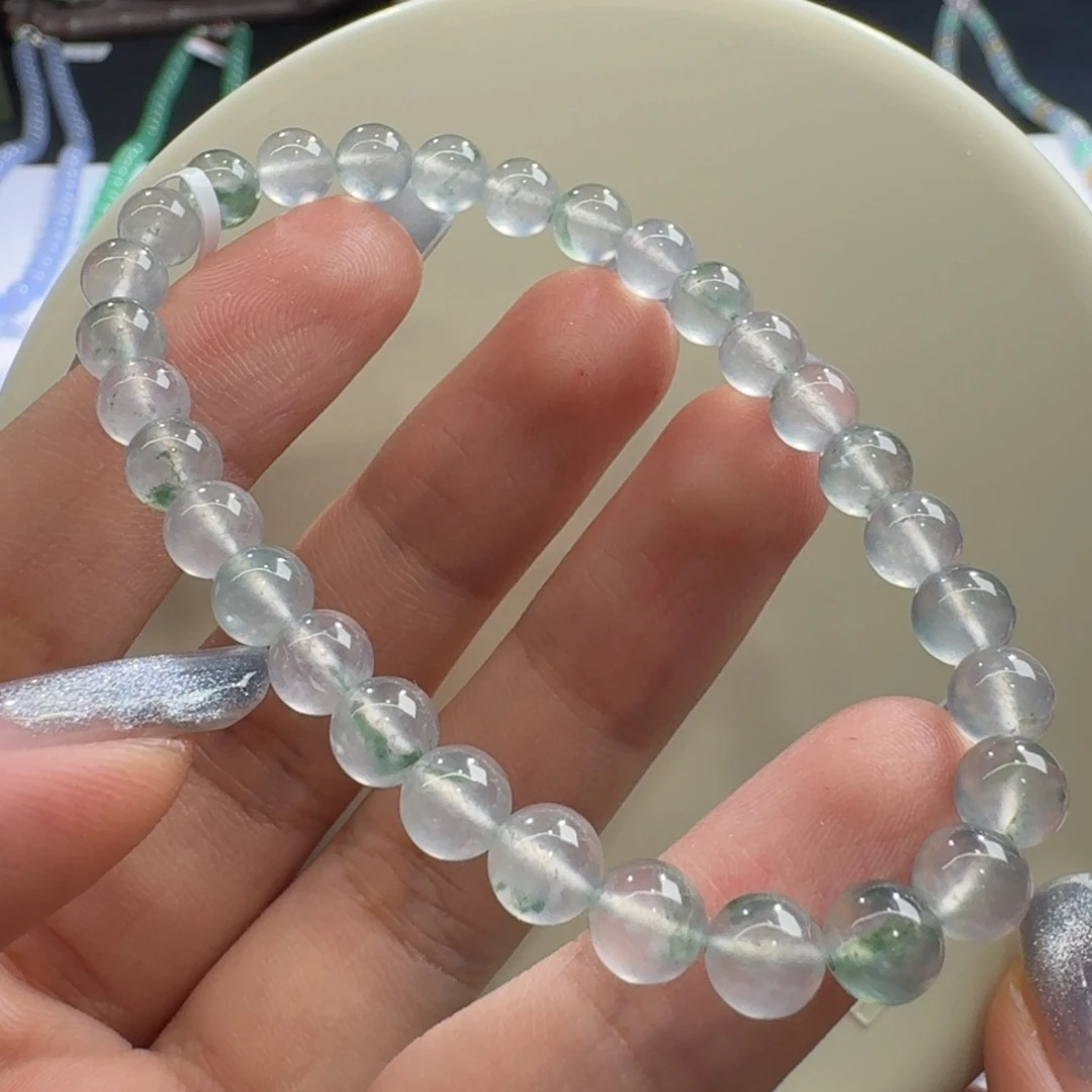 未镶嵌手串翡翠玻璃飘绿花手串卡6 毕业！炸光！