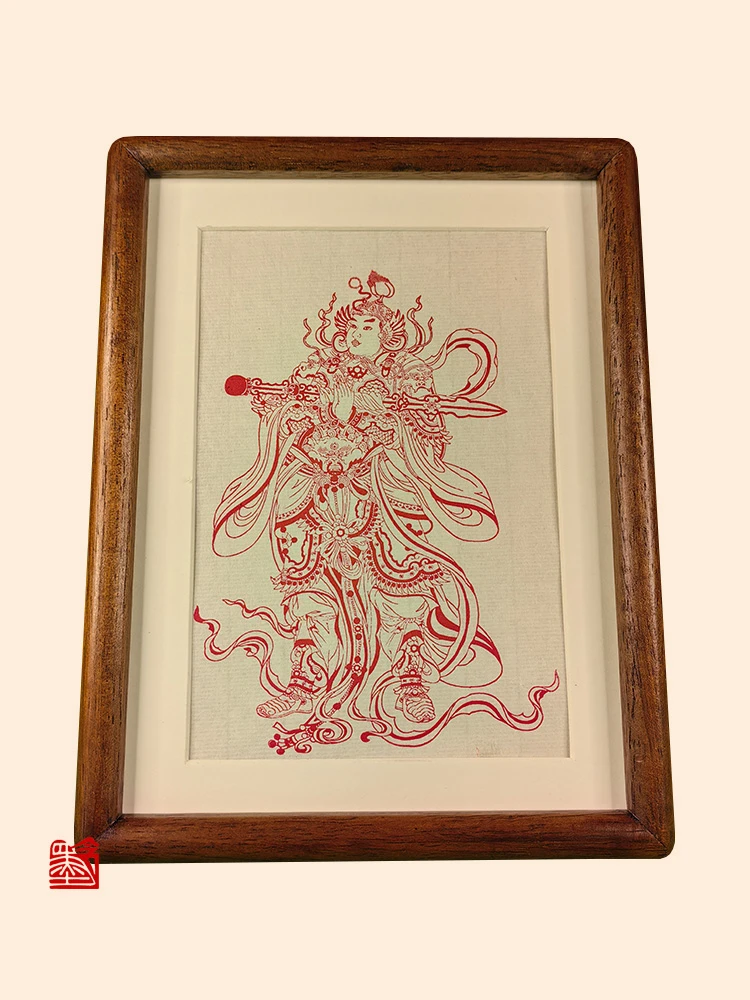 韦陀菩萨 护法韦陀  纯手工木刻版画 手工拓印 版画 年画