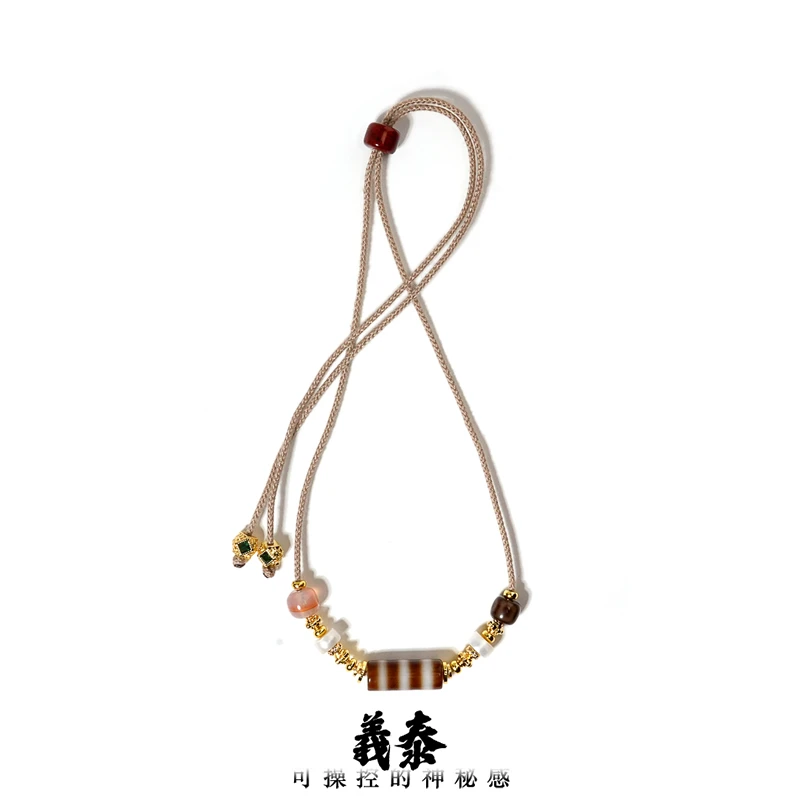 【印象吉祥】牙黄三线天珠项链（多样性发其一）