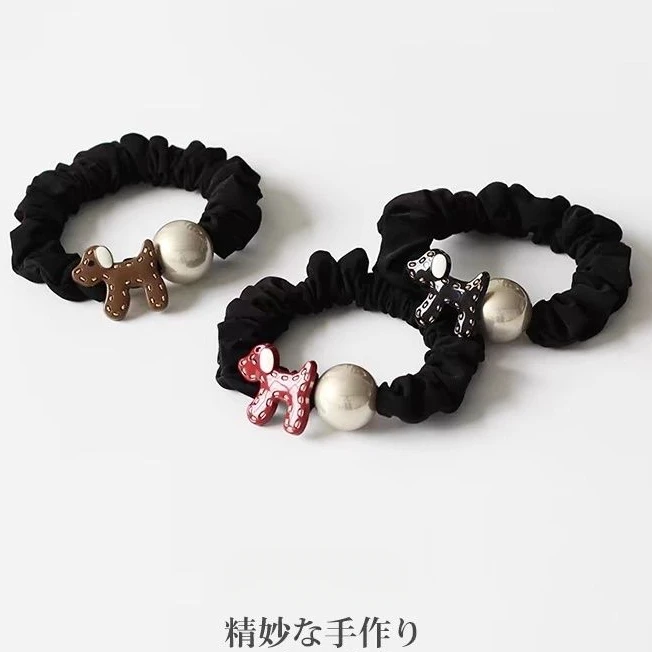 可爱卡通小狗圆球橡皮筋女2025新款个性简约扎马尾高弹力发圈头绳