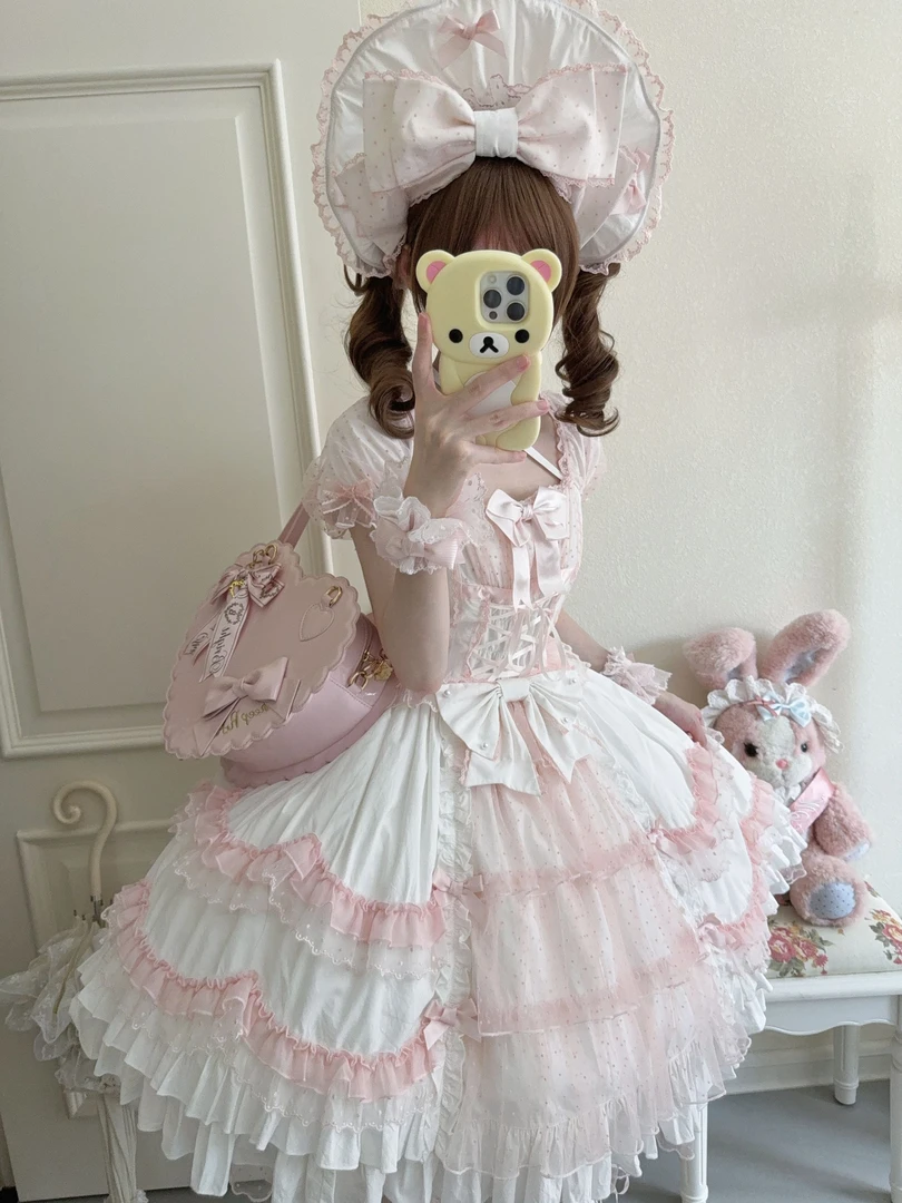 奶油卷梨夏原创设计lolita连衣裙洛丽塔甜美日常小花嫁甜美定金