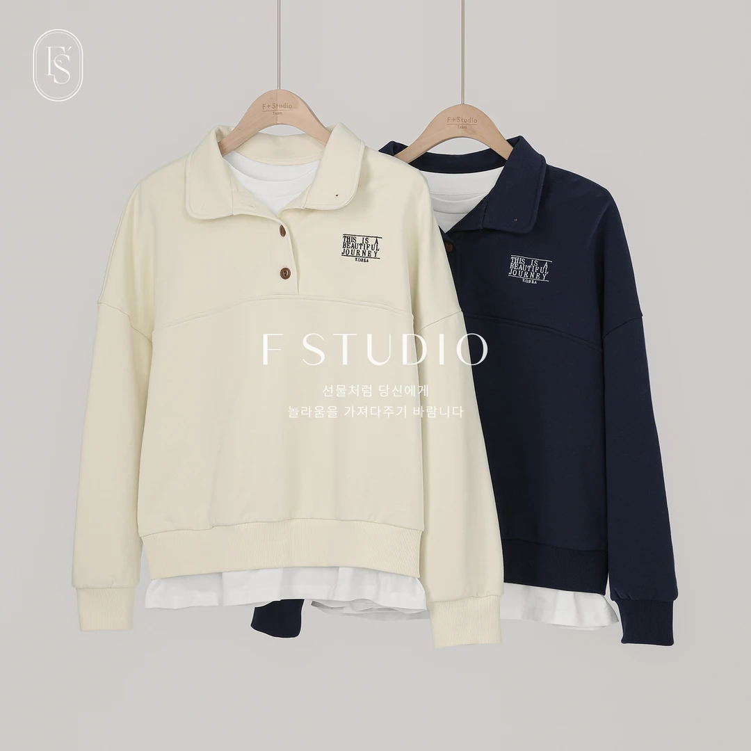 法儿家韩国限定【新品】【懒人卫衣】FS501S035 POLO领卫衣