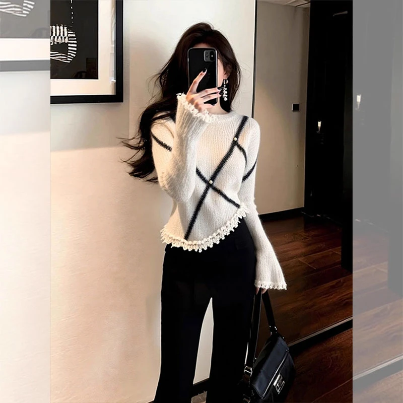 秋冬新款针织衫毛衣女时尚百搭设计感气质轻熟风女装洋气减龄小衫