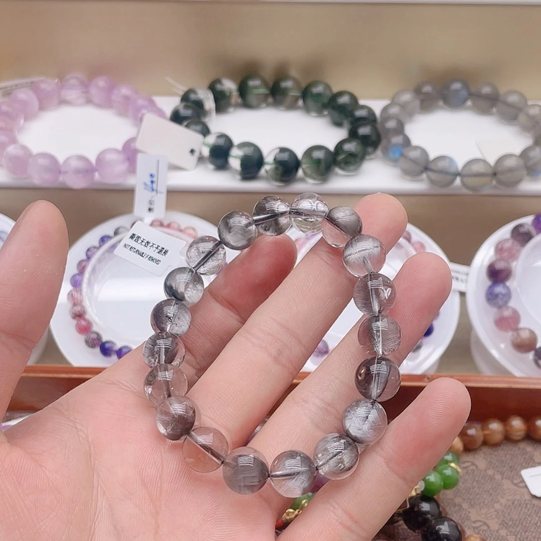 水晶手串未镶嵌天然黑银钛水晶手串未镶嵌