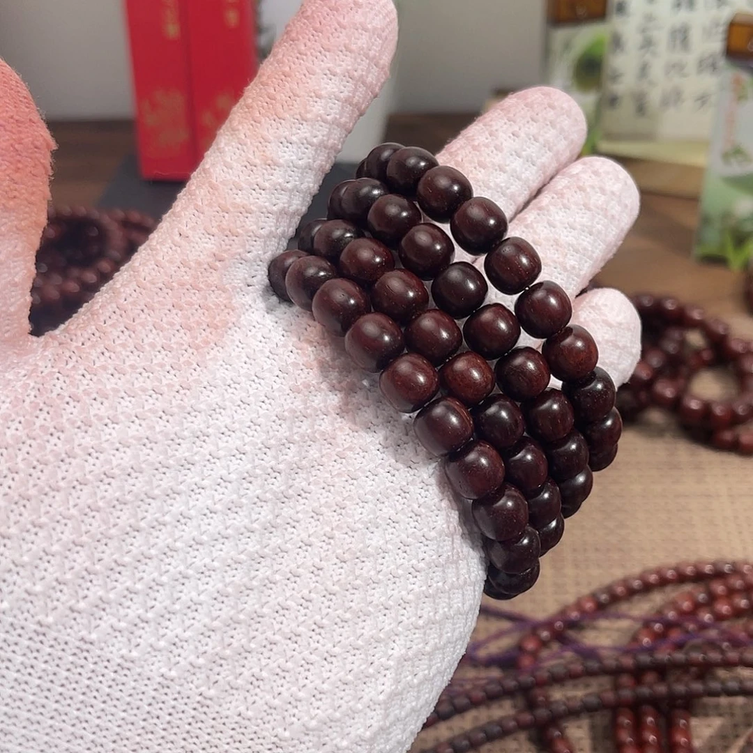 才***思大绿柄桑手串/手链小叶紫檀