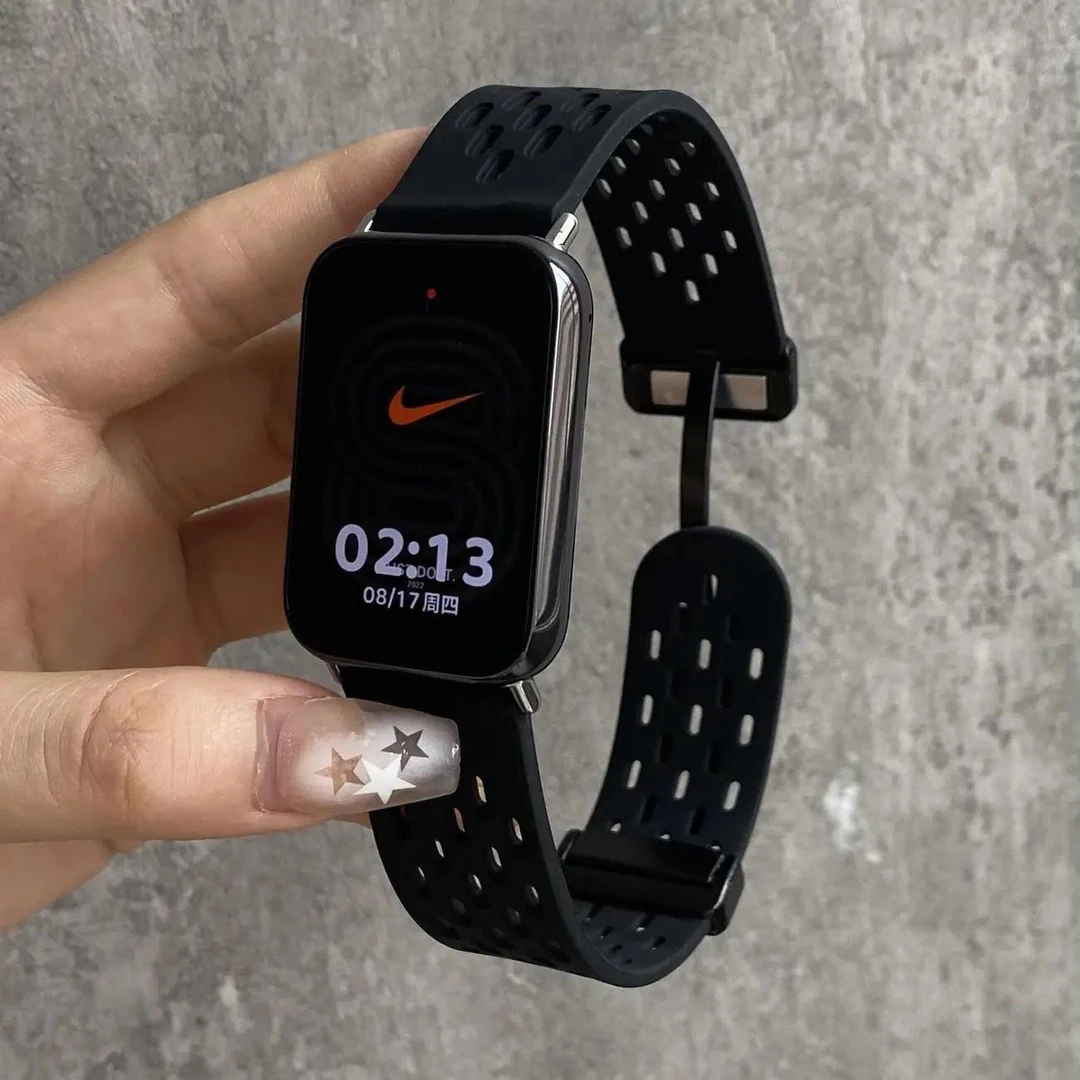 适用小米手环9pro表带8pro红米watch4/5磁吸腕带透气腕带硅胶春夏