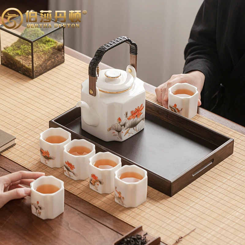 BERTHA DENTON/伯莎丹顿功夫陶瓷茶具套装家用轻奢高档泡茶羊脂玉