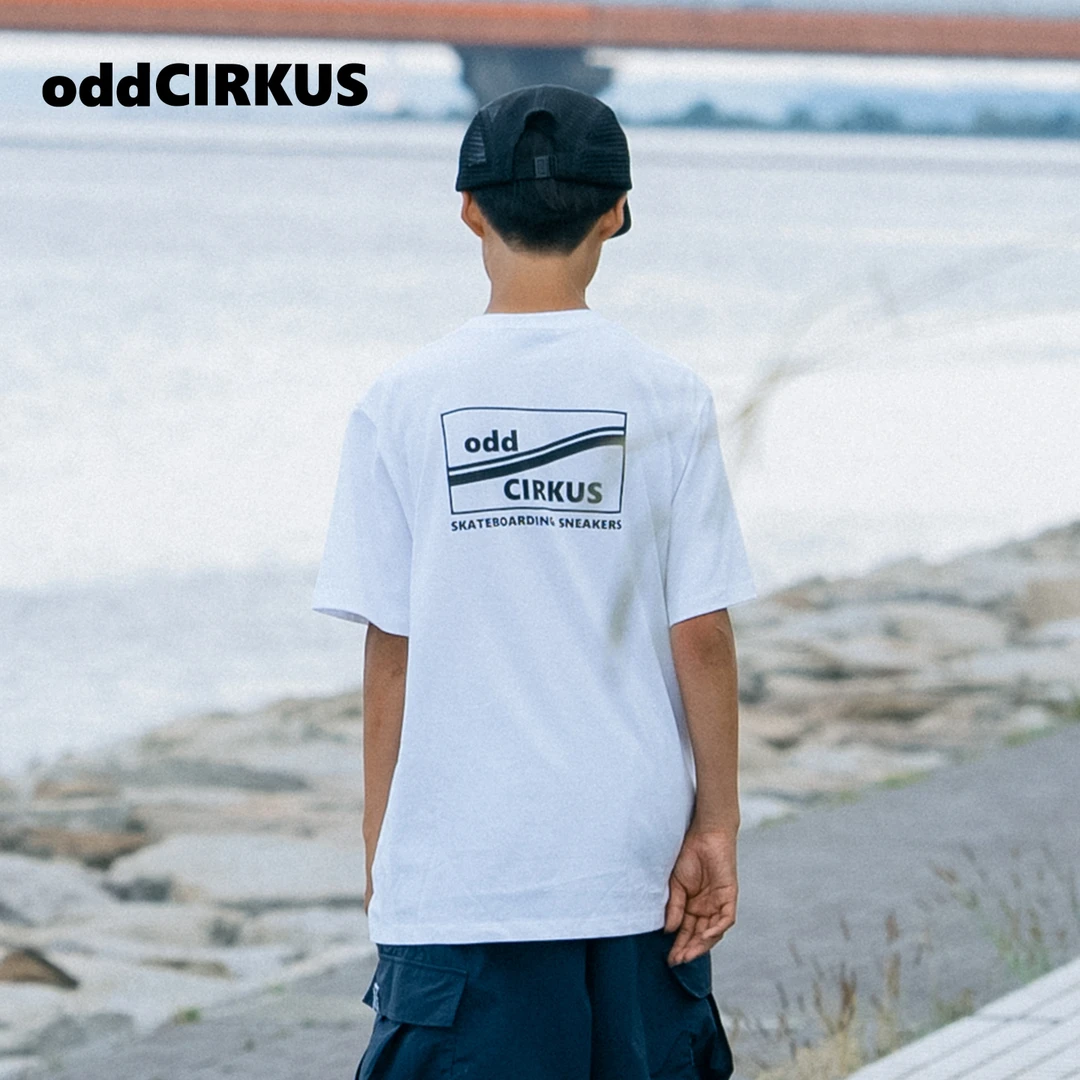 oddCIRKUS 童装日系复古男女儿童夏季LOGO印花圆领短袖T恤