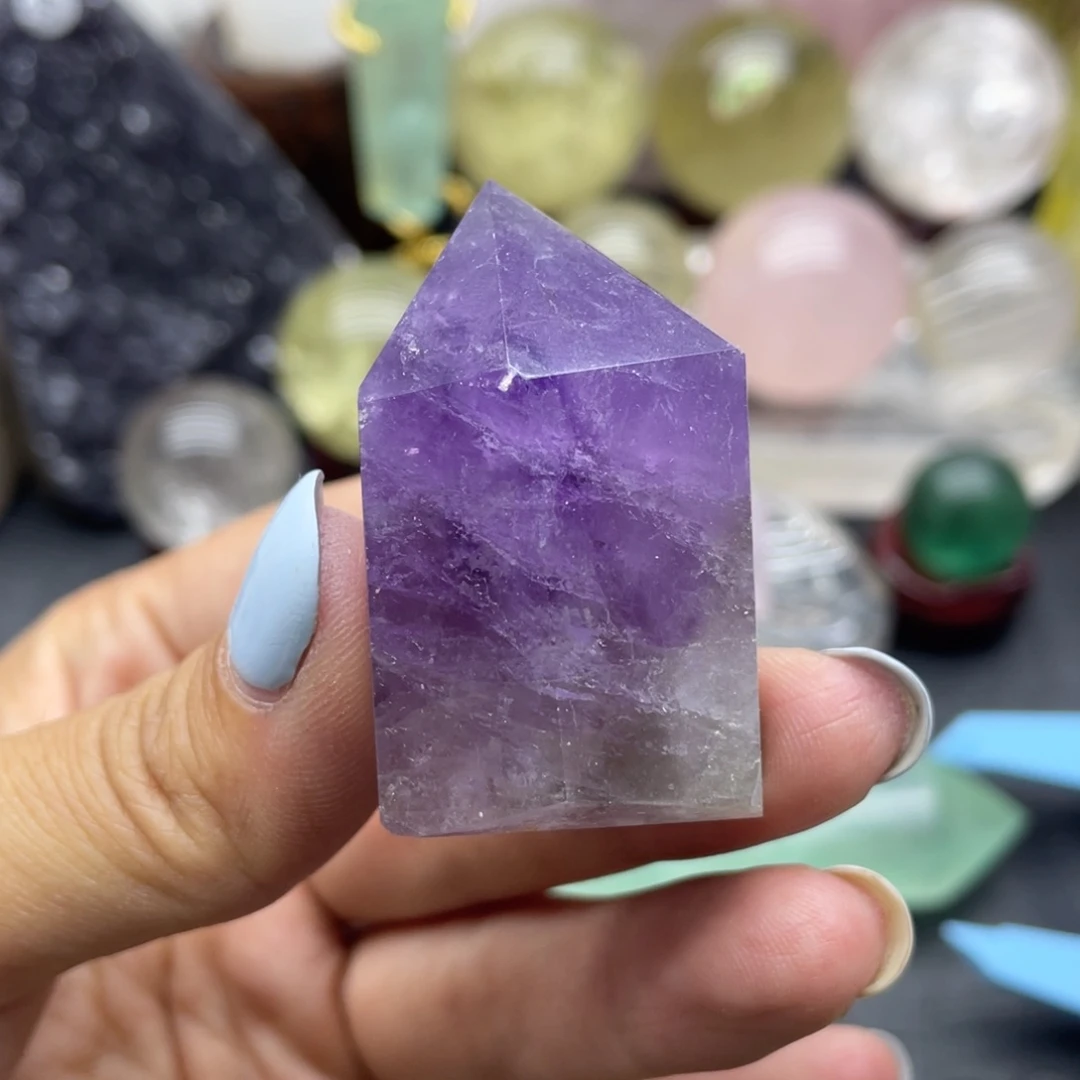 水晶珠宝半成品未镶嵌2紫水晶柱