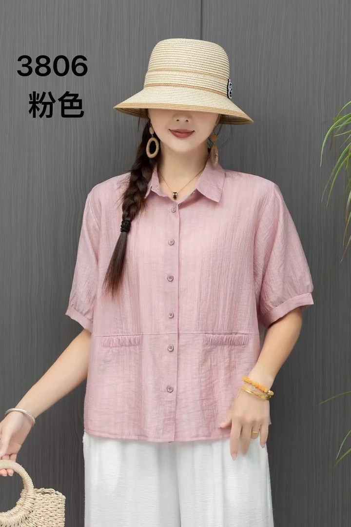 2025夏款衬衣短袖天丝麻宽松亲肤透气衬衣