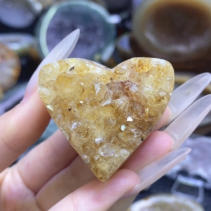 未镶嵌珠宝半成品紫晶爱心摆件