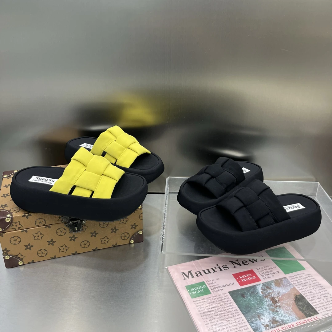 夏季编织软底拖鞋女鞋厚底懒人一字拖鞋女时尚凉鞋拖百搭外穿