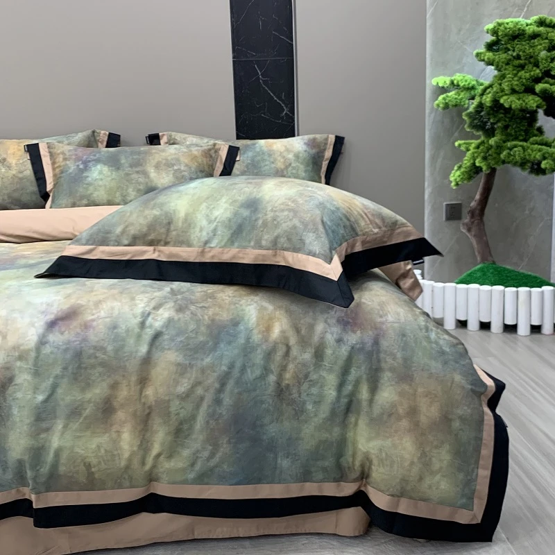 【懒人猫家纺】暮染轻纱  轻奢时尚全棉匹马棉数码印花四件套